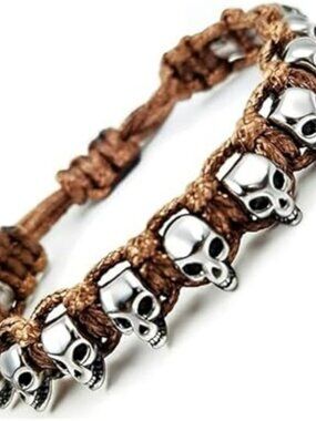 NEW Skull Bracelet Gothic Rock Punk Wrist Bracelet Skeleton Stainless Steel Goth